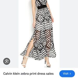 Calvin Klein Black and White Geometric Maxi Dress